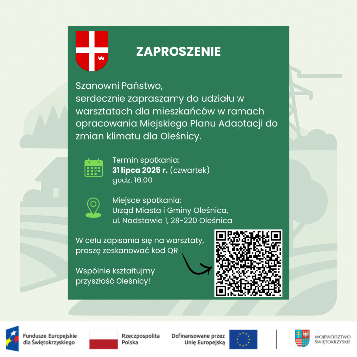 Miniaturka artykułu Miejski Plan Adaptacji do zmian klimatu Miasto Oleśnica – zaproszenie na warsztaty