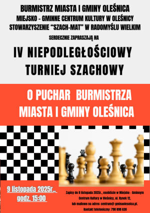 Miniaturka artykułu IV Niepodległościowy Turniej Szachowy o Puchar Burmistrza Miasta i Gminy Oleśnica