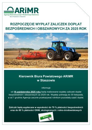 Miniaturka artykułu informacja dotyczącą rozpoczęcia wypłat płatności za rok 2025 oraz trwających aktualnie naborów