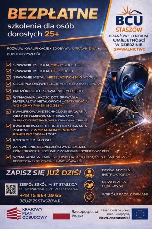 Miniaturka artykułu BCU Staszów – Bezpłatne szkolenia dla osób 25+